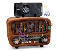 Radio retro con Bluetooth, radio retro AM/FM/SW con Bluetooth 5.0, radio nostalgia pequeña con batería de 1800 mAh, compatible con USB/TF/AUX, función, radio de cocina con altavoz grande de 5 W