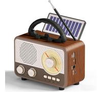 Radio retro con Bluetooth, radio solar para exteriores, compatible con AM/BT/TF/FM/USB/SW3/AUX/función de energía solar, radio de cocina con cable de alimentación (A)