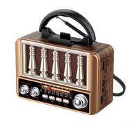 Radio retro portátil recargable con bandas AM FM SW, entrada AUX, puerto USB, ranura para tarjeta TF y soporte para teléfono para un cómodo disfrute multimedia (oro rosa)