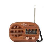 Radio Retro, Radio Portátil AM FM con Transistores, Radio A Pilas, Reproductor de Música USB, Madera.