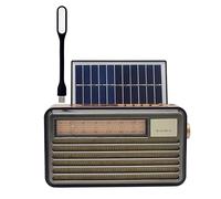 Radio Solar Am FM Bluetooth, con Ranura para Tarjeta TF Reproductor MP3, Entrada Auxiliar, LUZ DE LED, Radio Portátil Recargable por USB, Camping, Aire Libre con Pila Recargable