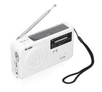 Radio Solar con Manivela Manual, Manivela Solar USB Cargada con Ahorro de Energía Pequeña Radio Portátil de Emergencia con Linterna, 3 Pilas AAA (Sin) Compactas para Acampar Al Aire Libre(Blanco)