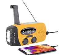 Radio solar de cuerda, dinamo de supervivencia con manivela AM/FM, radio meteorológica de emergencia, cargador de teléfono USB recargable de 2000 mAh, alarma SOS, linterna LED brillante, para el hogar