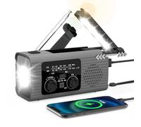 Radio Solar de Emergencia, con Linterna LED, Alarma SOS, Meteorológica NOAA para Emergencia Domestica y de Camping con Am/FM con batería de 2000 mAh para Carga de Smartphone