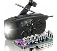 Radio Solar de Emergencia con Manivela 6000mAh, ZDAGELD Linterna LED Multifunción, Am/FM/NOAA Weather Radio, SOS Emergency Alert, para Supervivencia y Camping