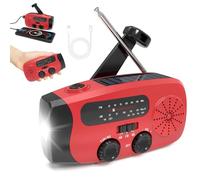 Radio solar de emergencia con manivela para autocarga, radio de manivela con energía solar y linterna LED, radio solar de 2000 mAh, alarma SOS, AM/FM/WB, receptor mundial para camping y actividades al
