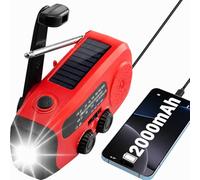 Radio Solar de Emergencia con manivela portátil Dynamo, Radio con Linterna LED, Radio Am/FM, batería de 2000mAh para Carga de teléfono movil,Senderismo, Aire Libre al Camping Actividades, Alarma SOS