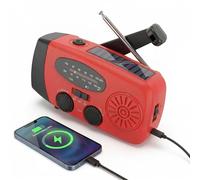 Radio Solar de Emergencia de 2000 mAh con Tres Cargas (Solar/Manivela/USB), Linterna de Bolsillo, SOS para Camping y Preparación de Crisis