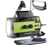 Radio solar de emergencia Feegar Oze 2 Pro radio de manivela para situaciones de emergencia AM/FM radio de supervivencia portátil, linterna LED de 4 modos, alarma SOS, banco de energía 4000mAh