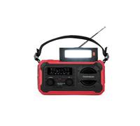 Thomson RT280R - Radio Solar de Emergencia FM/Am con Manivela, Portátil, Función Powerbank Solar 8000 mAh, Recargable USB-C, Linterna, luz de Lectura LED sin Pilas con Dinamo, Rojo