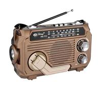 Radio Solar de Emergencia, FM/Am Emer-gency Radio con Solar Recargable de Dinamo con Manivela con Linterna LED, 2000mAh Powerbank SOS Alarma USB Radios de Camping al Aire Libre (Marrón)