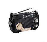 Radio solar de manivela con batería recargable, linterna, múltiples opciones de reproducción, tarjeta TF para acampar al aire libre, senderismo, supervivencia (negro)