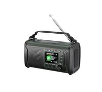 Radio solar de manivela DAB/DAB+ de 20000 mAh con Bluetooth 5.3, 13 en 1 portátil con banco de energía, alarma SOS, linterna, lámpara de lectura, brújula, tarjeta TF y 3 métodos de carga (verde