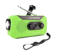Radio solar de manivela, radio de emergencia con cuerda AM/FM con linterna brillante, banco de energía de batería de 2000 mAh, conector de auriculares para el hogar y actividades al aire libre