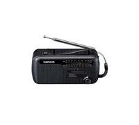 Radio solar manual con manivela y linterna modelo Mcr 113 negra Lenco