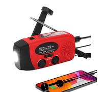 Radio Solar portátil con Am/FM/NOAA meteorológica Radio, Alarma SOS y Dinamo de manivela, Cargador de móvil USB, Linterna LED, para emergencias (Rojo,batería Recargable de 2000 mAh)