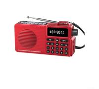 Radio solar portátil con BT5.0 y manivela - AM/FM/SW Radio meteorológica de supervivencia para camping senderismo - Altavoz fuerte SOS antorcha luz de lectura USB banco de energía 16.5 x 8.5 cm (rojo)