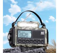 Radio Solar Portatil, Pilas Emergencia 12000mah Bateria Recargable, FM/Am/SW, Lámpara Lectura, Linterna, SOS, USB/Tipo C, Radio Dinamo para Acampar, Senderismo, Equipo de Emergencia para Camping