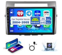 radio Toyota Corolla Verso AR10 2004 - 2009 con Carplay Android Auto inalámbrico Mirror Link, pantalla Bluetooth RDS/FM 2 DIN + cámara trasera AHD + CANBUS