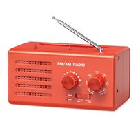 Radio Transistor Am/FM portátil con excelente recepción, Altavoz Integrado, Conector para Auriculares, Compatible con USB, Ideal para Uso en el hogar, al Aire Libre y en emergencias.（Rojo）