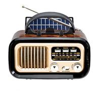 Radio Vintage Portable Am/FM/SW con Bluetooth 5.0 - Solar/USB/DC Batería, TF MP3 Player & Retro Design para Acampar en el Exterior de Emergencia Al Aire Libre (Black)