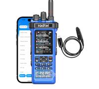 Radioaficionado Radtel RT-950 Pro GPS/APRS, walkie-Talkie portátil de Largo Alcance de 10 W, programación por aplicación Bluetooth Blue (Azul, con Cable de programación)