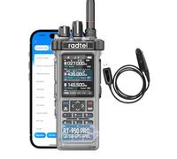 Radioaficionado Radtel RT-950 Pro GPS/APRS, walkie-Talkie portátil de Largo Alcance de 10 W, programación por aplicación Bluetooth, Transparente (con Cable de programación)