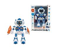 Radiocom - Mars 16 - Robot RC 2.4GHz para niños - Camina, Gira, traslada - Dispara Dardos - Cuenta Historias - Brazo oscilante - Voz y música - Luces - Programable - Modo Demo - Volumen Ajustable