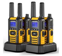 Radioddity HD-1 Talkie-Walkie IP67 Resistente al Agua, Conjunto de radios robustas PMR, Resistentes al Polvo y a los Golpes con Llamada de Grupo a un botón, SOS (4 Unidades, Amarillo)