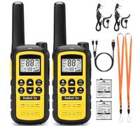 Radioddity PR-T6 Walkie Talkie Niños PMR446 Walkie Talkie Recargable de Largo Alcance con 16 Canales, VOX, Carga USB-C, Linterna, Auricular para Acampar Senderismo, Paquete de 2, Amarillo