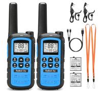 Radioddity PR-T6 Walkie Talkie Niños PMR446 Walkie Talkie Recargable de Largo Alcance con 16 Canales, VOX, Carga USB-C, Linterna, Auricular para Acampar Senderismo, Paquete de 2, Azul