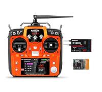 Radiolink AT10II Emisora RC Transmisor y Receptor R12DS, 12 Canales con Telemetría de Voltaje de Avión para RC FPV Racing Drone, Quad, Helicóptero (Modo 2 Acelerador de Mano Izquierda,Menú Inglés)