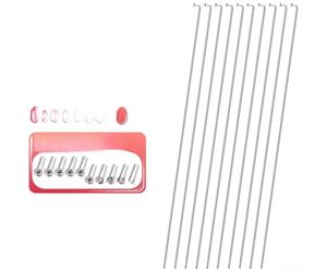 Radios de rueda de bicicleta de acero inoxidable 204 material CNC para reparación de ciclismo de carretera MTB, plata, paquete de 10 longitudes surtidas con tuercas (268 mm)