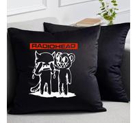RadioStream Cojín Decorativo Radiohead, Diseño de Rock, 45 x 45 cm, para Sofá y Cama, Regalos cumpleaños (1, Negro, Cuadrado)