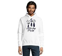 RadioStream Sudadera Capucha Depeche Mode (M, Blanco Logo Negro)