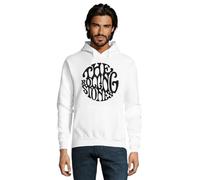 RadioStream Sudadera Capucha los Rolling-Stones, Estilo Musical Rock, Ropa de Grupo Musical (FR/ES, Letras, L, Regular, Regular, Blanco)
