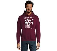 RadioStream Sudadera Capucha Ramones, Banda Punk Rock, Festival, Conciertos música (S, Burdeos Logo Blanco)