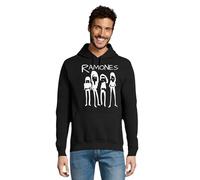 RadioStream Sudadera Capucha Ramones, Banda Punk Rock, Festival, Conciertos música (XL, 1 Negro Logo Blanco)