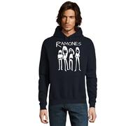 RadioStream Sudadera Capucha Ramones, Banda Punk Rock, Festival, Conciertos música (XXL, Marino Logo Blanco)