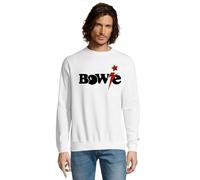 RadioStream Sudadera Estilo Musical David-Bowie, Ropa Casual, Diseño Musical, para Fans del Rock (FR/ES, Letras, S, Regular, Regular, Blanco)