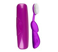 Radius Cepillo de dientes grande con cabezal de cepillo reemplazable, sin BPA, aceptado por ADA, mano derecha, cepillo morado con funda morada