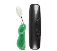RADIUS Cepillo de dientes grande con cabezal de cepillo reemplazable, sin BPA, aceptado por ADA, mano izquierda, cepillo de refresco con estuche negro