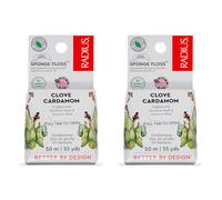 RADIUS Hilo dental de cardamomo de clavo de 55 yardas, vegano y no tóxico, refuerzo para el cuidado bucal y diseñado para ayudar a combatir la placa transparente, paquete de 2