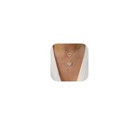 RadiVibe Collar con colgante de corazón dorado para mujer, delicado collar de estrella, collares bohemios, collares en capas de luna con diamantes de imitación, joyería minimalista, Metal, No es una