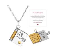 RadiVibe Collar de libro para hija a mi hija, regalos de mamá, papá, My Incredible ajustable grabado, plata y oro, joyería de Navidad, regalos de graduación y cumpleaños, Large, Zinc, No es una piedra