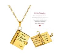 RadiVibe Collar de libro para hija a mi hija, regalos de mamá, papá, My Incredible ajustable grabado, plata y oro, joyería de Navidad, regalos de graduación y cumpleaños, Large, Zinc, No es una piedra