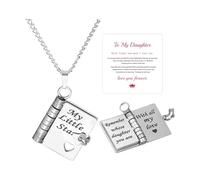 RadiVibe Collar de libro para hija a mi hija, regalos de mamá, papá, My Incredible ajustable grabado, plata y oro, joyería de Navidad, regalos de graduación y cumpleaños, Large, Zinc, No es una piedra