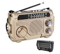 RadiVive Hand Crank Solar Power Radio, Portable Solar Powered Radio with Handcrank, Rechargeable Battery Operated, for Emergency, Camping, Outdoors (Khaki)