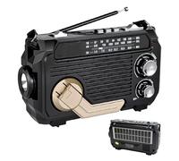 RadiVive Hand Crank Solar Power Radio, Portable Solar Powered Radio with Handcrank, Rechargeable Battery Operated, for Emergency, Camping, Outdoors (Black)