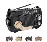 Radivive Solar-Powered Radio, Portable Solar Hand Crank Emergency Radio, Vintage Decor Radios, Hand Crank Solar Radios Am FM sw Speakers (Black)